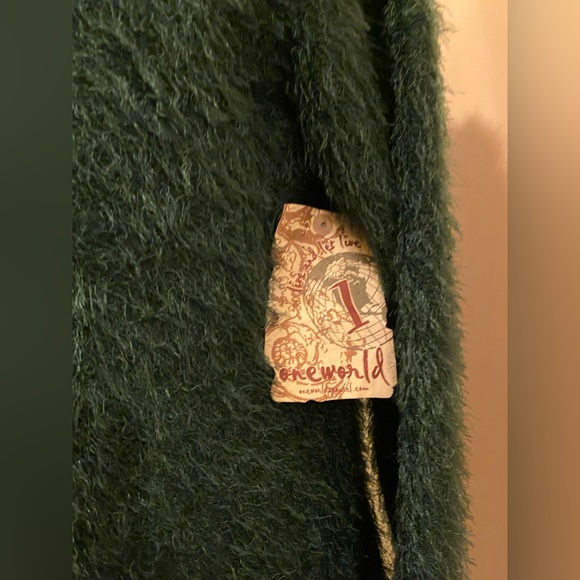 Ultra soft Fuzzy Green Long Cardigan by One World size XL Oscar the grouch vibes - Picture 3 of 13